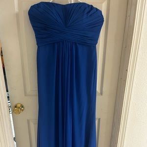 Davids Bridal Strapless Blue Formal Maxi Dress